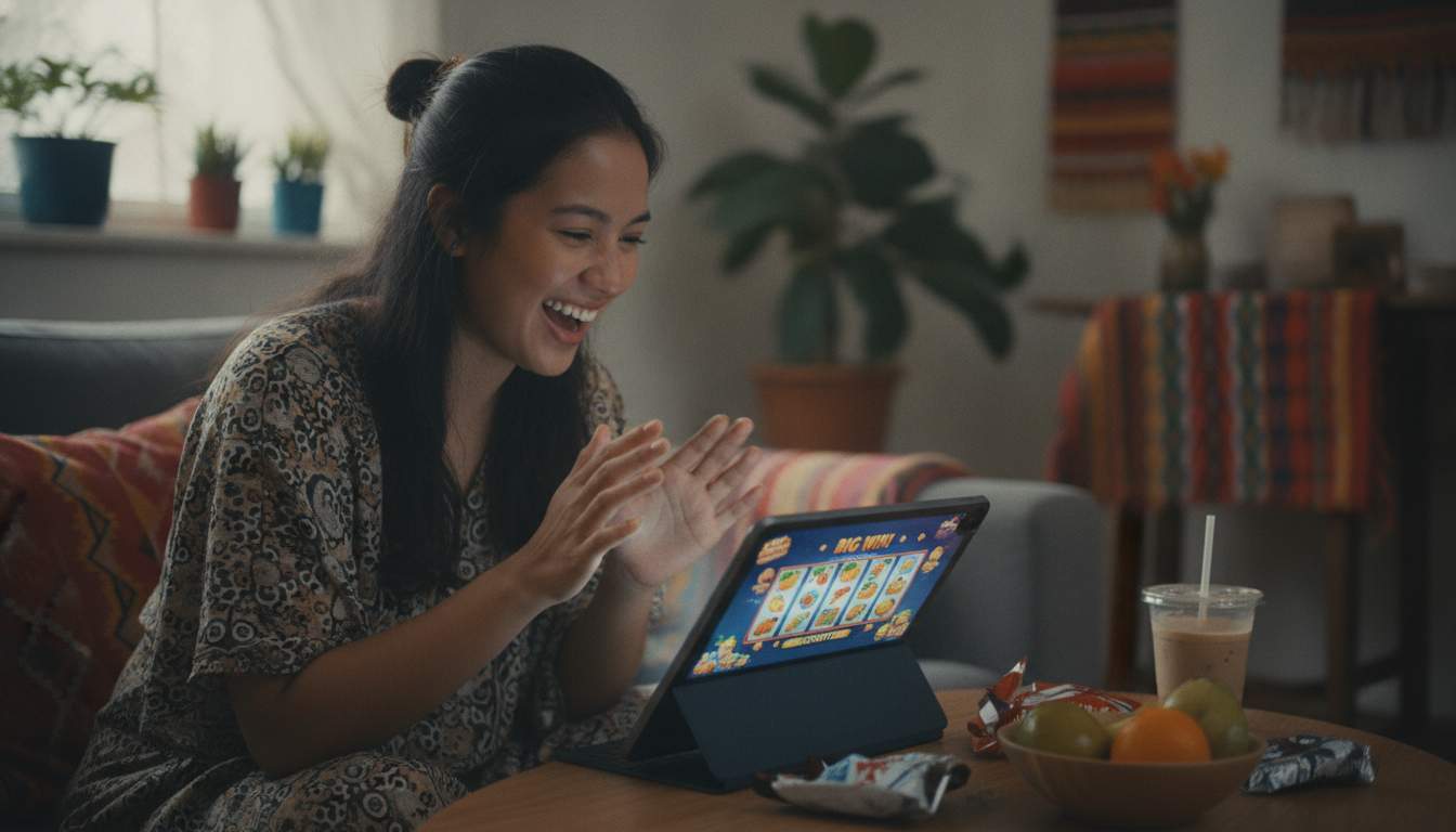 Exciting Slot Gameplay Philippine woman enjoying online slot games